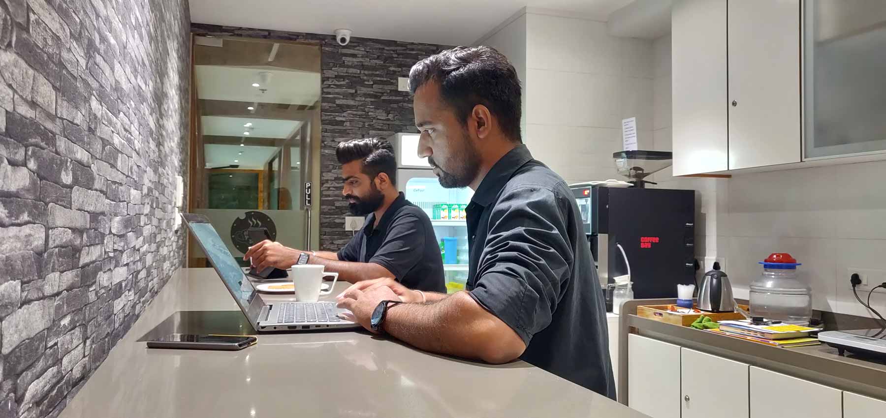 coworkers working in a coworking space